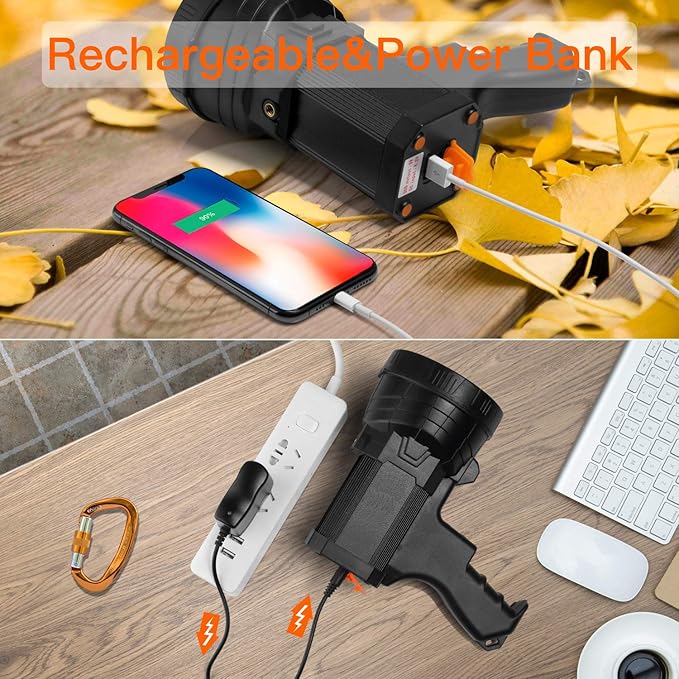 BUYSIGHT Rechargeable Spotlight, 1000,000 -Lumen Spot Lights Hand held Large Flashlight Handheld