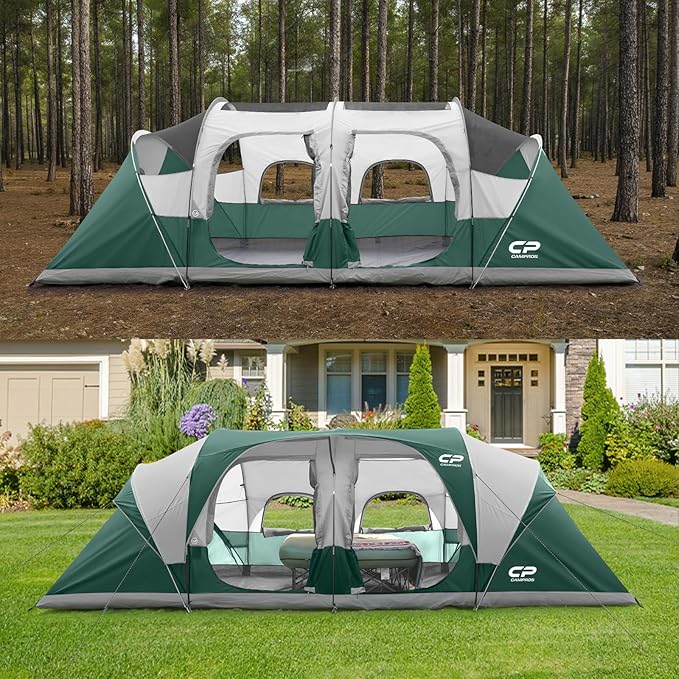 CAMPROS CP Tent 12-Person-Camping-Tents,3 Room Family Tents,Waterproof Windproof Family Tent with