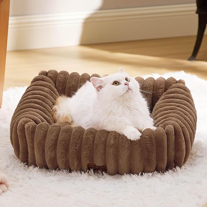 Bedsure Cute Dog Bed for Small Dogs & Cats - Washable Furry Puppy Beds, Rectangle Orthopedic