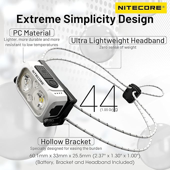 Nitecore NU21 360 Lumen Ultra Lightweight Outdoor Headlamp Dual Beam USB-C Rechargeable Headlight