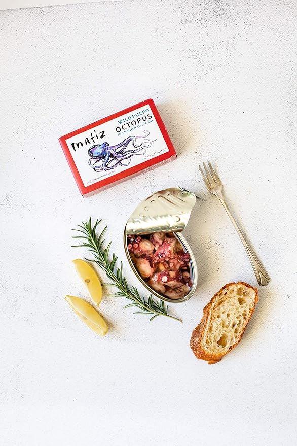 Matiz Pulpo Wild-Caught Pulpo Spanish Octopus in Olive Oil 4.0 Oz, (12 Pack)