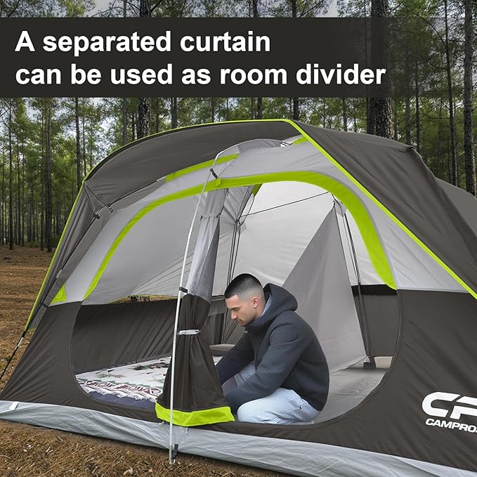 CAMPROS CP Tent 8 Person Camping Tents, Waterproof Windproof Family Tent with Top Rainfly, Large