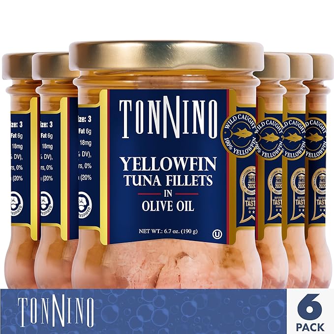 Tonnino Yellowfin Tuna Fish Premium - Olive Oil ??Pack of 6 ??Alternative to Salmon ??Protein