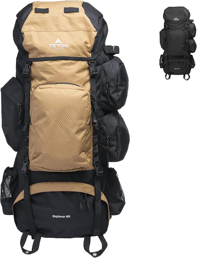 Teton 85L Explorer Internal Frame Backpack for Hiking, Camping, Backpacking, Rain Cover Included