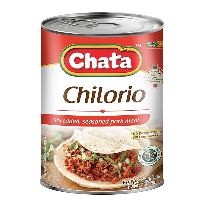 Chata Pork Chilorio, Shredded Seasoned Meat, 13.05 oz, Pack of 4