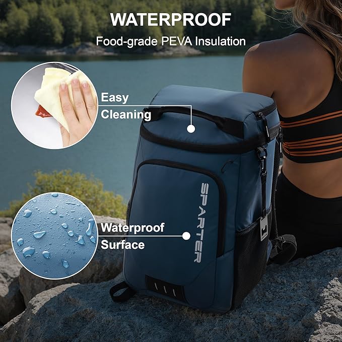 SPARTER Backpack Cooler Insulated Leak Proof 33/49 Cans, 2 Insulated Compartments Thermal Bag