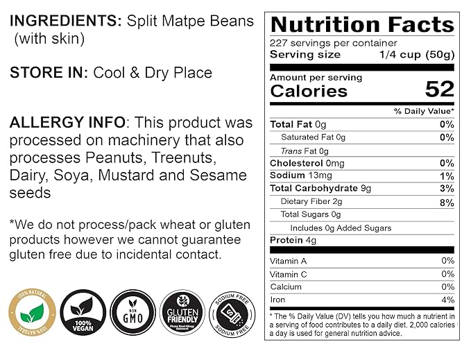 Rani Urid/Urad Split Chilka (Split Matpe Beans with Skin) Indian Lentils 400oz (25lbs) 11.36kg Bulk