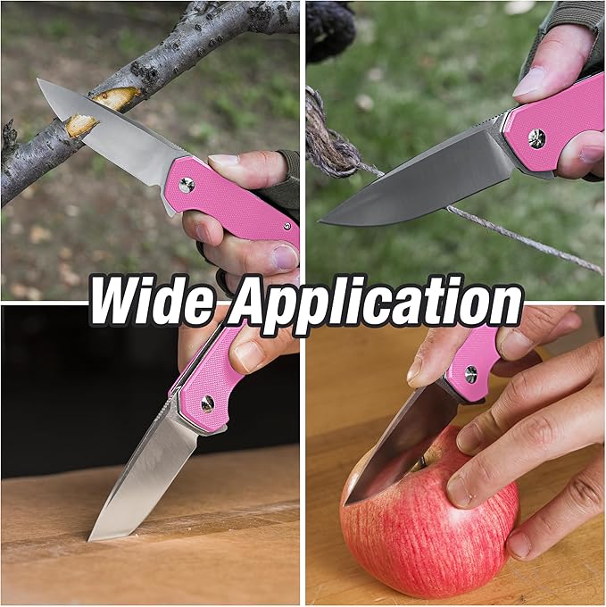 FLISSA Pocket Knife, Folding Tactical Knife with G10 Handle, D2 Blade, Liner Lock, Pocket Clip, EDC
