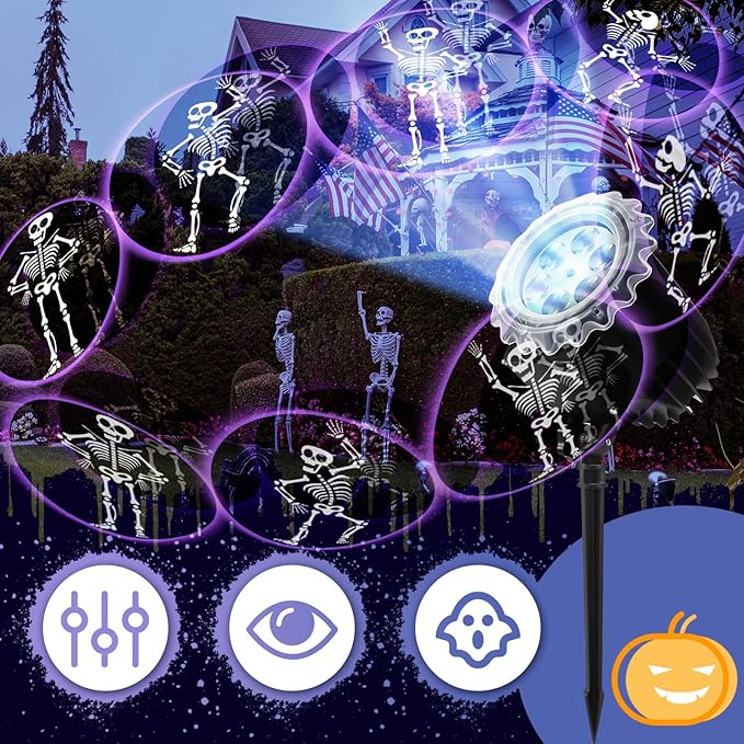 Halloween Projector Light with 1 Film Slides Holiday LED Projector Lights Outdoor Reflectors