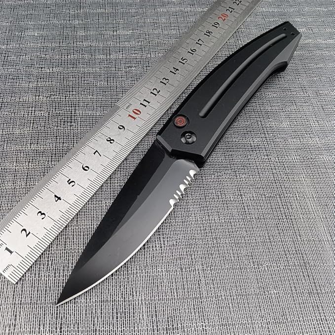 3.31'' D2 Steel Blade Aluminum Handles Speed Safe Botton Fast Opening Folding Knife with Pocket