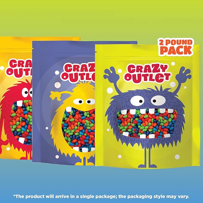 Sour Jelly Beans - 2 Pound Bulk Pack - Tart Fruit Flavored Candy