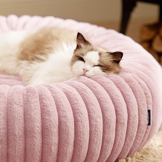 Bedsure Cat beds for Indoor Cats - Donut Dog Beds for Small Dogs with Corduroy Fleece & Anti Slip