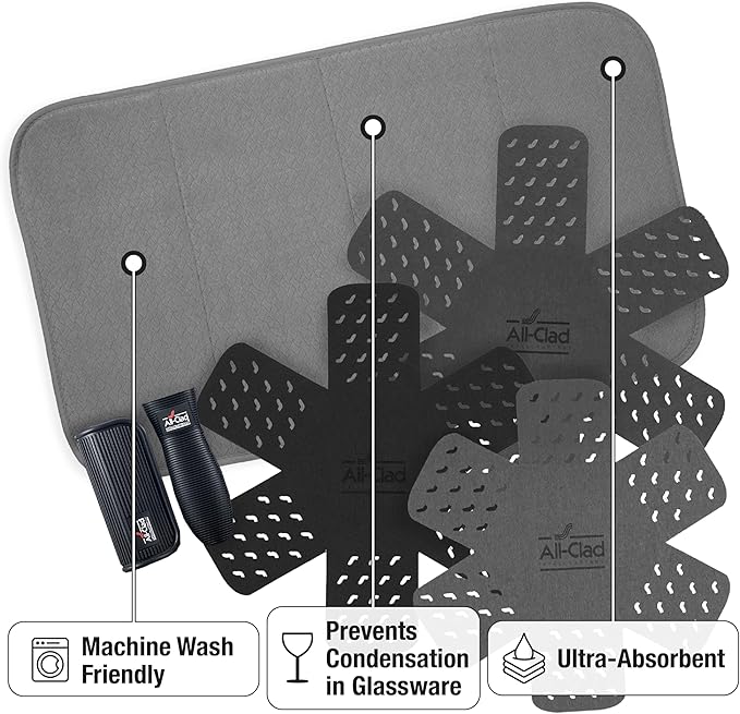 All-Clad Pot Protectors, Grip, and Dish Drying Mat Set: Pot Protectors for Kitchen Organization