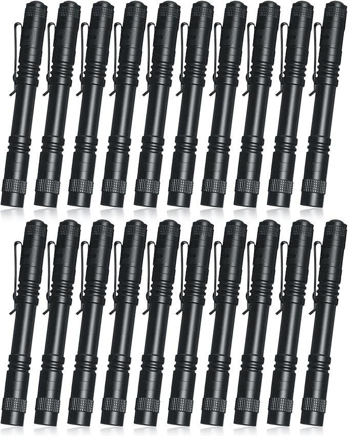 Vinsot 20 Pack LED Pen Lights Bulk Large Pen Light Flashlights Pocket 5.12 Inch LED Torch with Clip