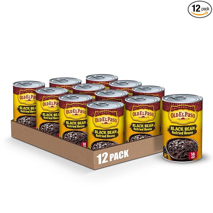 Old El Paso Black Bean Refried Beans, 16 oz. (Pack of 12)