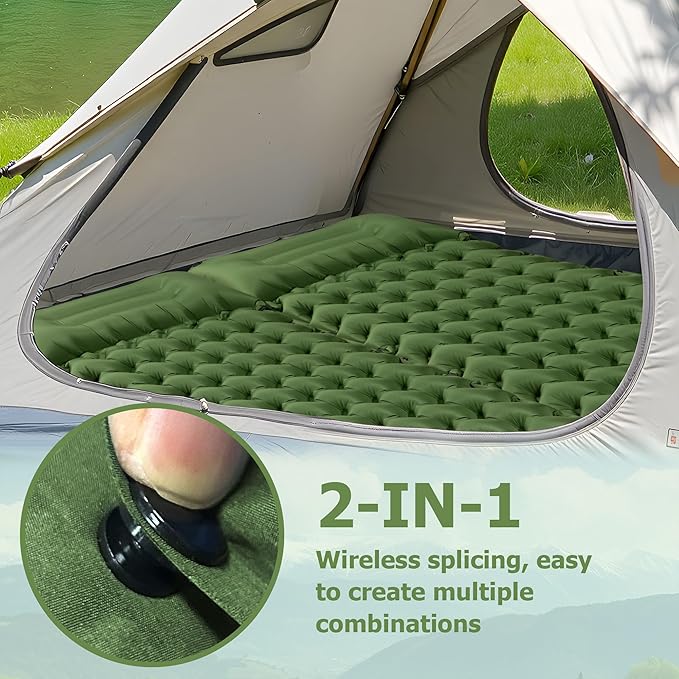 Sleeping Pad for Camping, Ultralight Inflatable Sleeping Mat with Pillow Built in Foot Pump