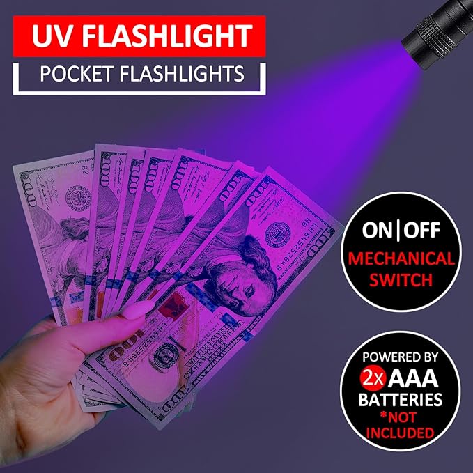 Beieverluck 10 Pack UV Black Light Flashlight Mini 395nm Pen Light with Clip LED Handheld