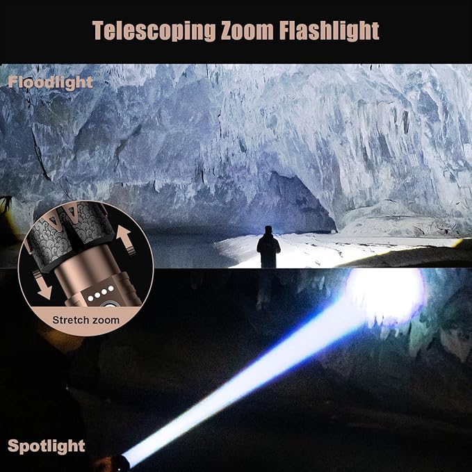 SKYFIRE LED Flashlights High Lumens,3000lm Super Bright Tactical Flashlights, Zoomable,Five