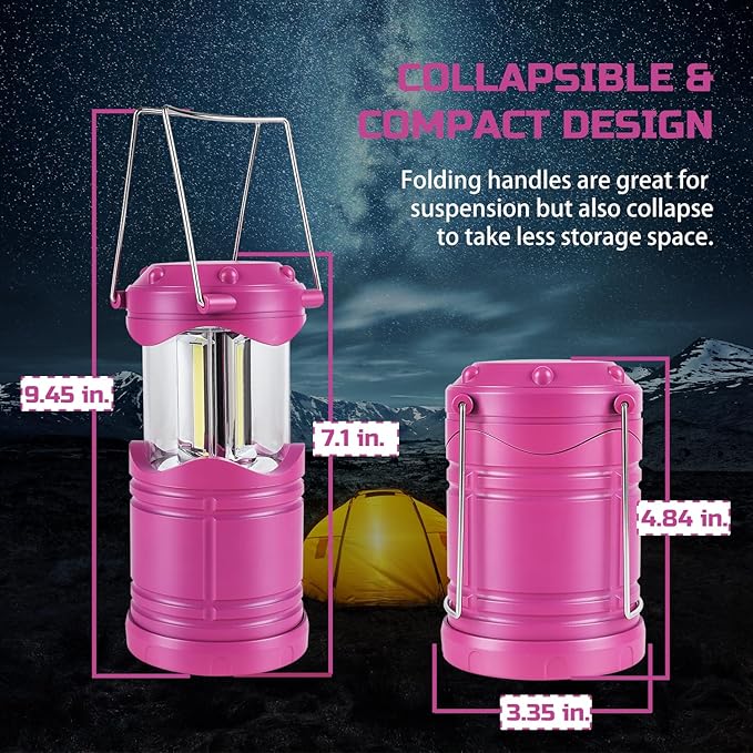 Lichamp LED Camping Lantern, 4 Pack Battery Powered Flashlight for Power Outages, Portable