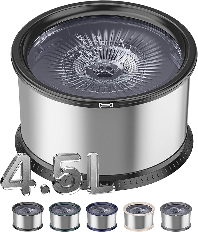 4.5L/1.2Gal Dog Water Bowl, No Spill Stainless Steel Slow Water Bowl for Medium Large Dogs, Large