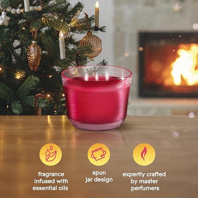 Glade 3-Wick Scented Candle Jar, Pomegranate & Currant, Air Freshener Infused with Essential Oils