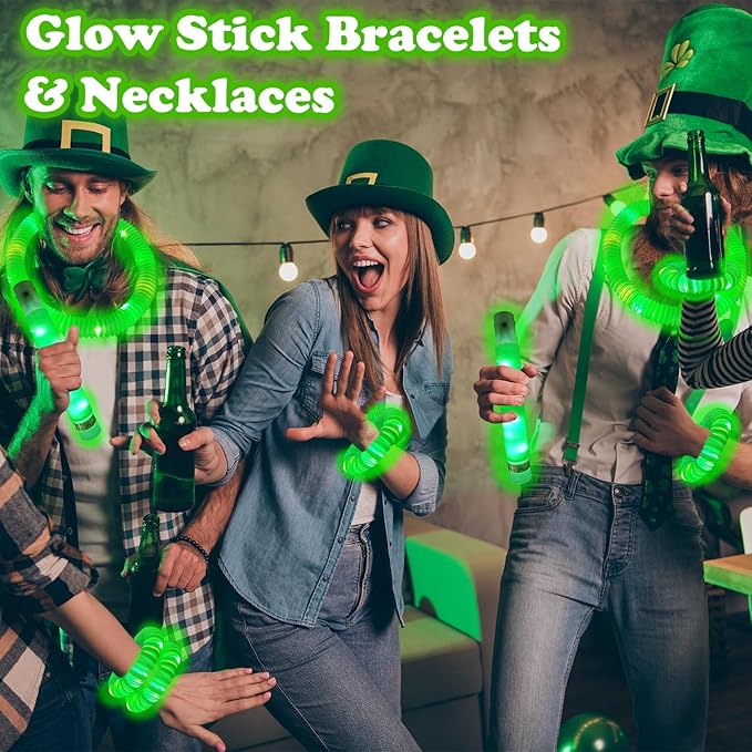 12 - 24 PCS Green Glow Sticks Party Favors for Kids, Light Up Necklaces Bracelets Accessories for