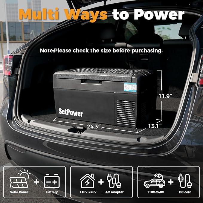 Setpower 12V Refrigerator 21 Quart Portable Freezer 50 Hours Keep Cool,Electric Cooler for Vehicles