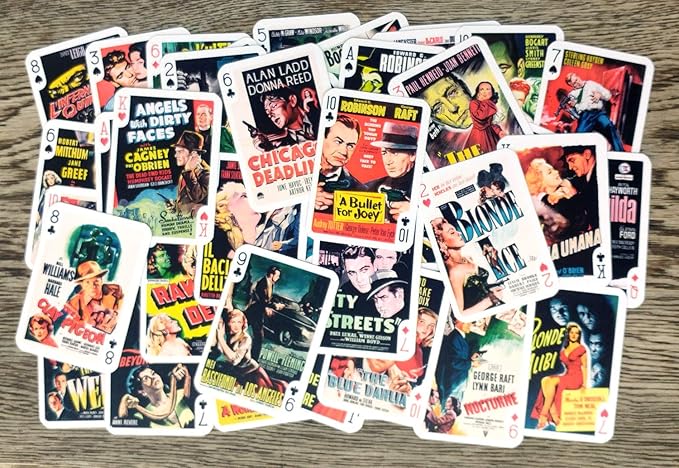 Film Noir Playing Cards (Poker Deck 54 Cards All Different) Vintage Movie Poster Action Detective