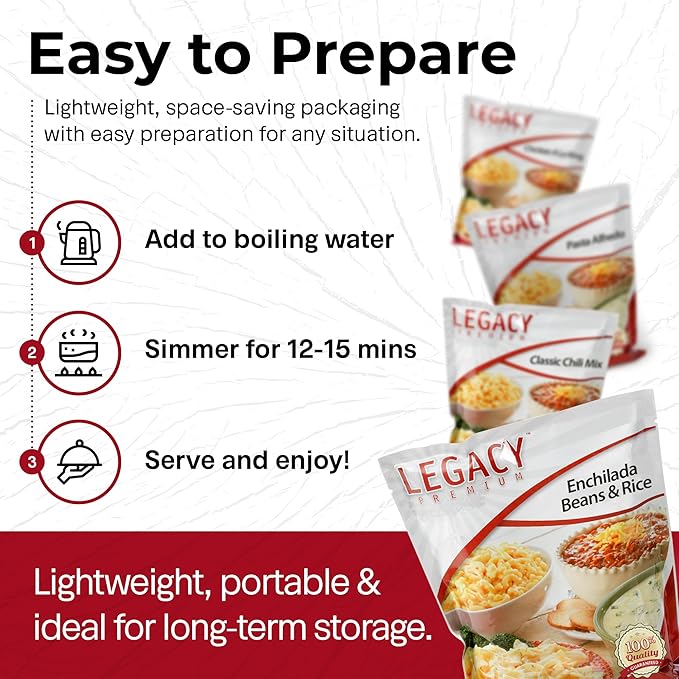 Legacy Food Storage 120 Serving Emergency Food Supply Bucket, 15 Entrees, 45,720 Total Calories