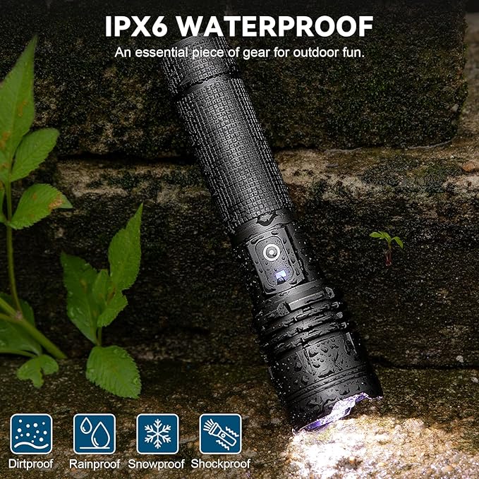 Flashlight Rechargeable LED High Lumens - 99,000 Lumens Super Bright Flashlights with 5 Modes