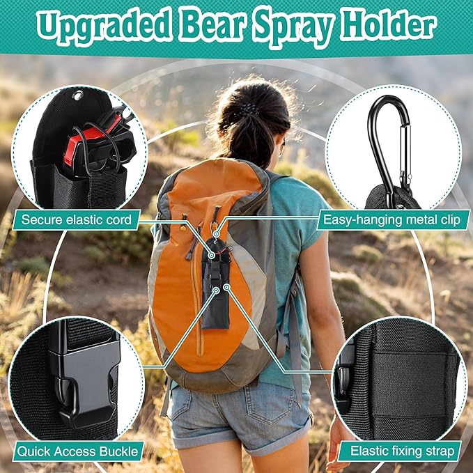 Bear Spray Holster with Quick Release Buckle (Spray Not Included), Nylon Holster with Hook & Loop