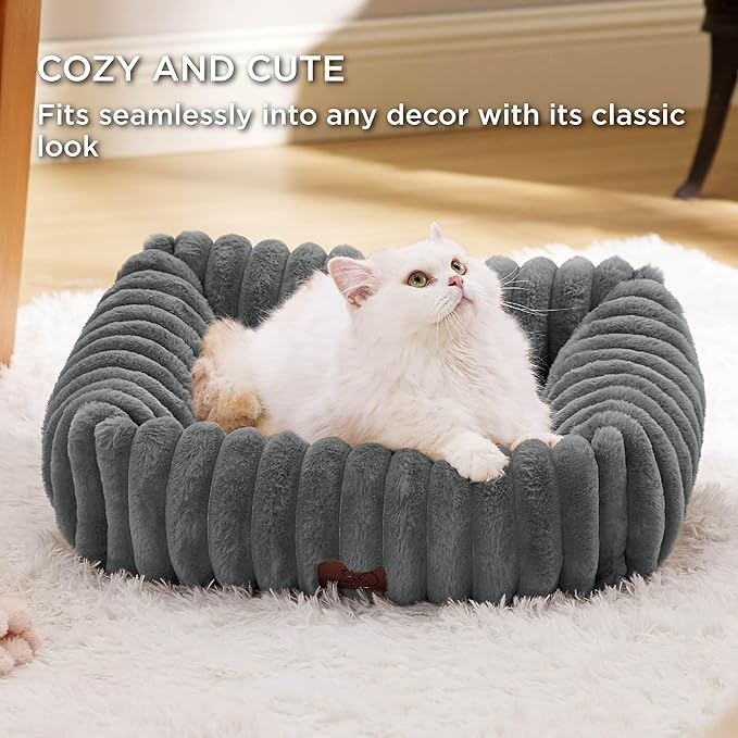Bedsure Cute Dog Bed for Small Dogs & Cats - Washable Furry Puppy Beds, Rectangle Orthopedic