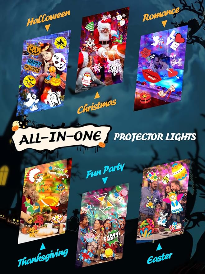 3-in-1 Halloween Projector Lights Outdoor, Anysun Brighter 80 HD Patterns Halloween Decor