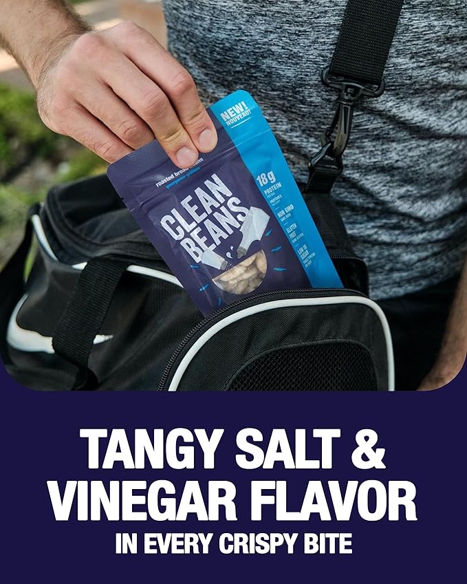 Clean Beans Broad Fava Beans Snack - Salt & Vinegar Flavor, 6g Protein, Low Sugar, Non-GMO