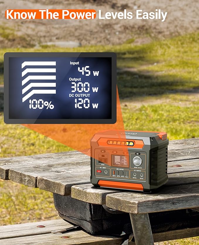 PROGENY 300W Portable Power Station, 299Wh/80818mAh Solar Generator, Regulated DC Output Backup