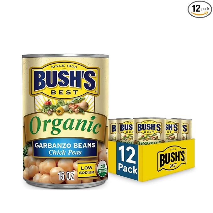 BUSH'S BEST Organic Garbanzo Beans Canned Beans, Organic Chick Peas, USDA Certified Organic, Source