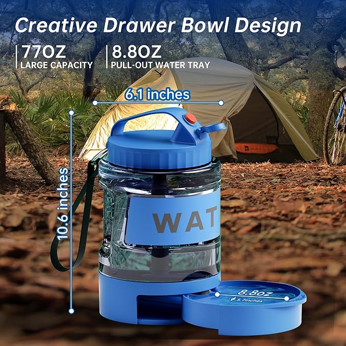 Portable Dog Water Bottle, 77oz Large Travel Water Bowl Dispenser for Dogs Camping Beach Walking