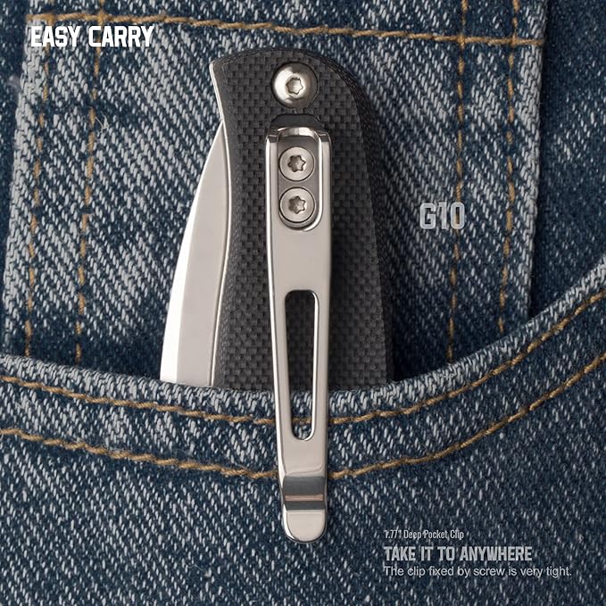 EDC Folding Small Pocket knife for men, women, 14C28N,Liner Lock,G10 Lightweight Handle, Cold