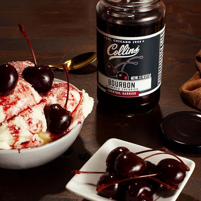 Collins Bourbon Cocktail Cherries - Drinks Garnish for Manhattan or Old Fashioned Cocktails and