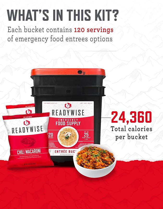 ReadyWise Emergency Food Supply - 120 Servings Favorites Sample Bucket, Survival Food Kit, Freeze