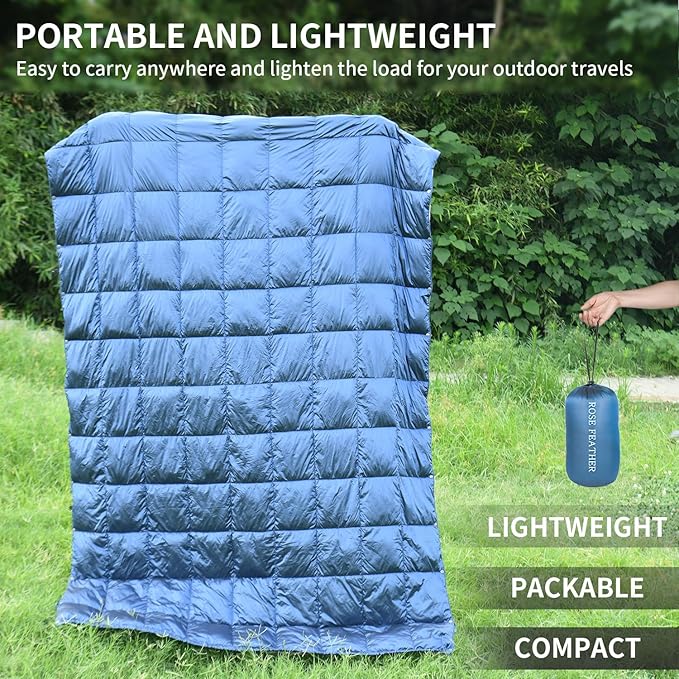 Down Camping Blanket, Muti-Use Outdoor Travel Blanket, Puffy Sleeping Bag Blanket, Waterproof