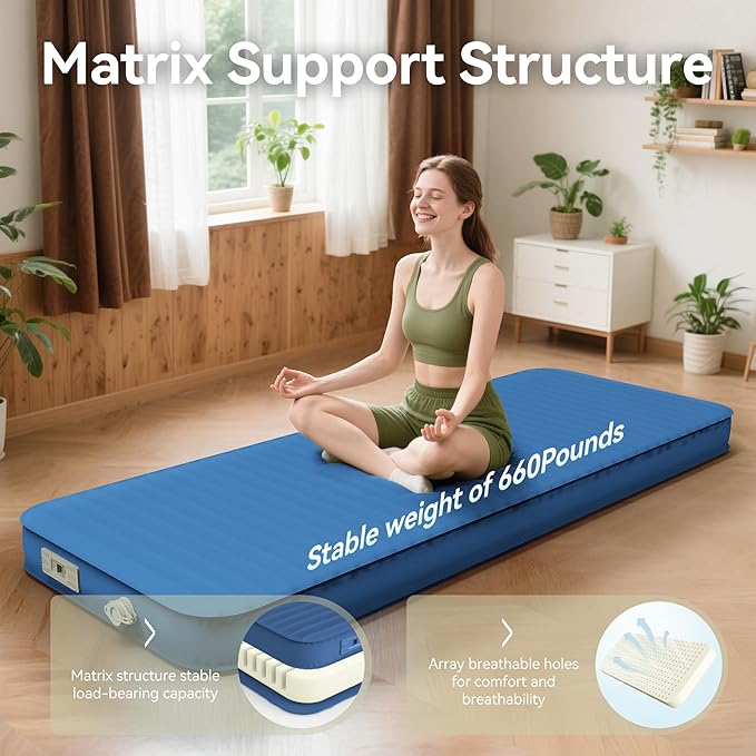 Sleeping Pad for Camping, Self Inflating 4" Ultra-Thick Memory Foam Camping Mat with Built-in
