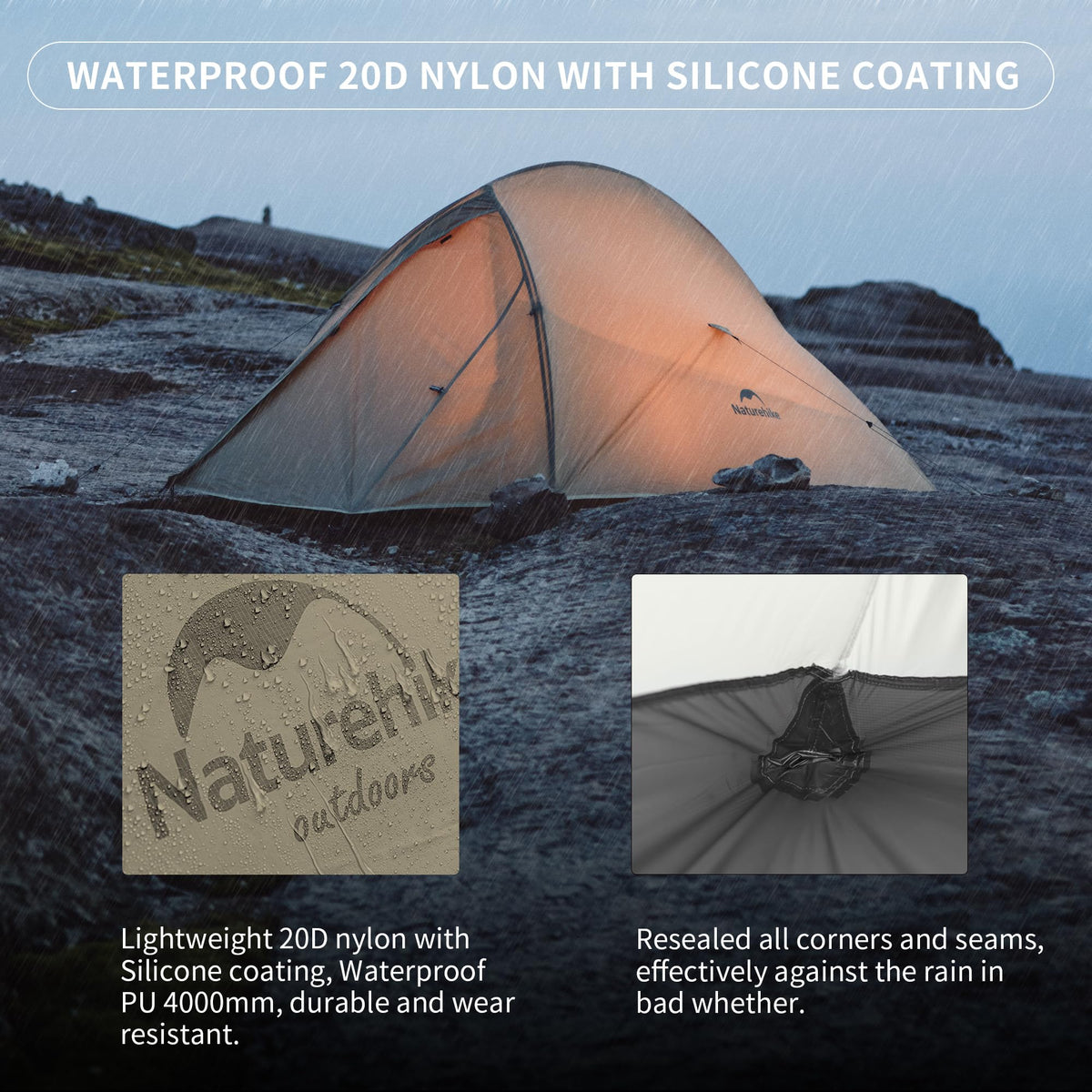 Naturehike Cloud up Pro 2 Person Tent, Double Layer Waterproof Two Person Tent,Ultralight 2 Person