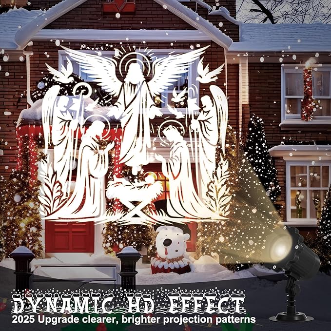 Treela Nativity Projector Lights Outdoor Indoor Dynamic Christmas Christian Decoration Outside LED