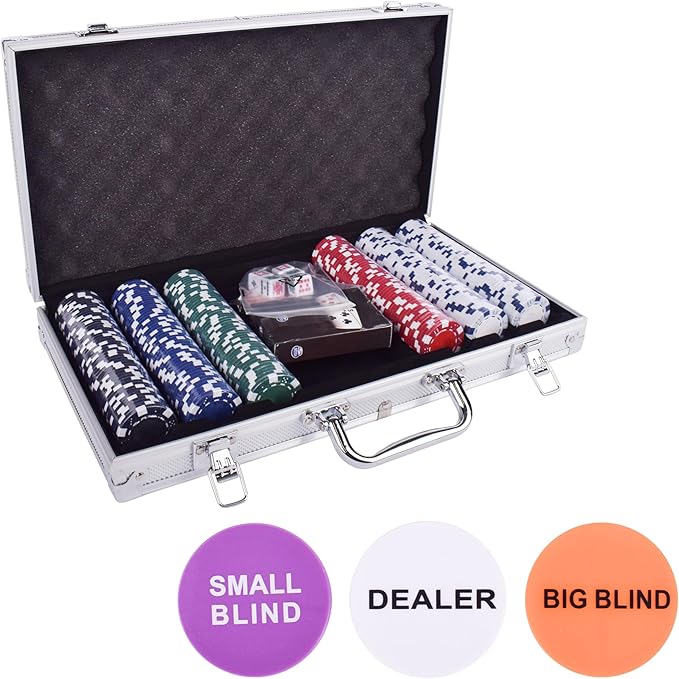 Sunny Days Entertainment Elbow Room Games 300 Piece Poker Set, Includes Colored Chips, Dice, Dealer
