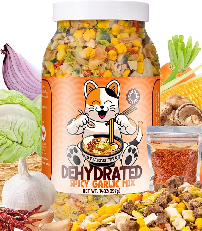 Spicy Garlic Mix Ramen Seasoning - 14oz Dried Vegetables, 11 Ingredients for Instant Noodles
