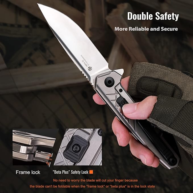 Ruike Tactical Folding Pocket Knife for Men,N690 Stainless Steel Blade,TC4 Titanium Alloy
