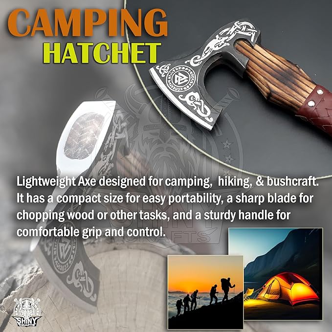 SHINY CRAFTS®- Personalized Viking Axe – Best Gift for Husband Decorative Hatchet for Father’s Day