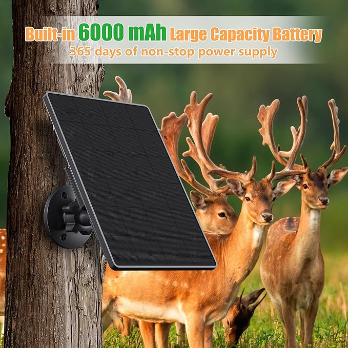 Trail Camera Solar Panel,6W Solar Battery Charger Kit 6V/2A 9V/1.5A 12V/1A with 6000mAh Battery for