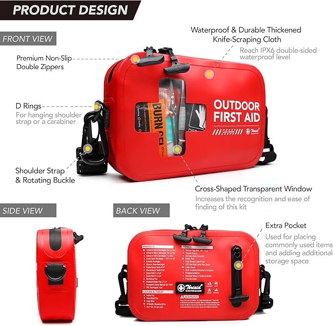 152 PCS Waterproof First Aid Kit, Portable Small Boat Dry Bag Bug Out Bags, Emergency Medical Kit